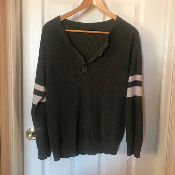 American Eagle Outfitters Sweaters - AEO | stripe half button up sweater